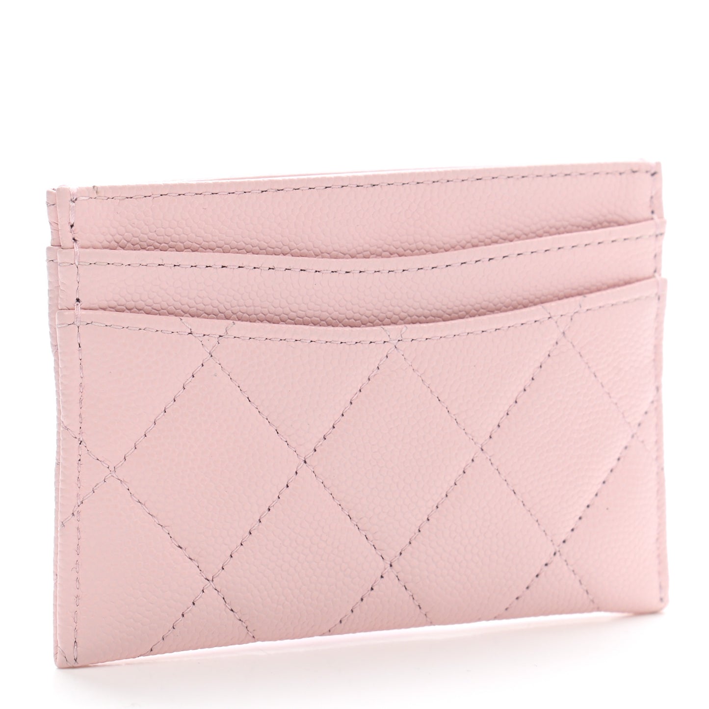 Caviar Quilted Card Holder Light Pink