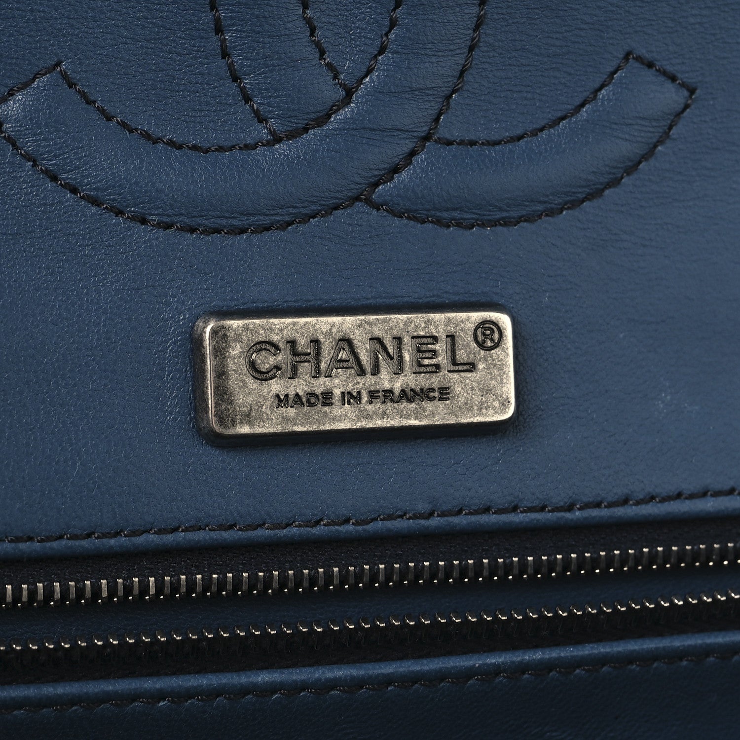 Chanel Metallic Snakeskin Medium Double Flap Blue 6 of 10