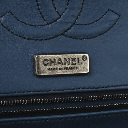Chanel Metallic Snakeskin Medium Double Flap Blue 6 of 10