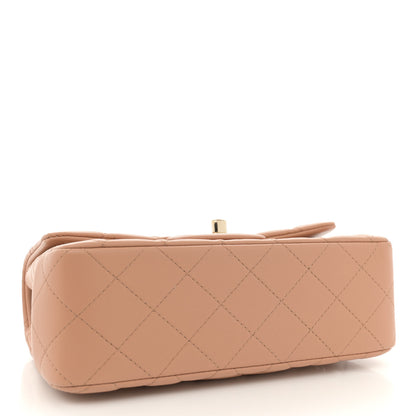 Chanel Lambskin Quilted Mini Top Handle Rectangular Flap Beige 4 of 13