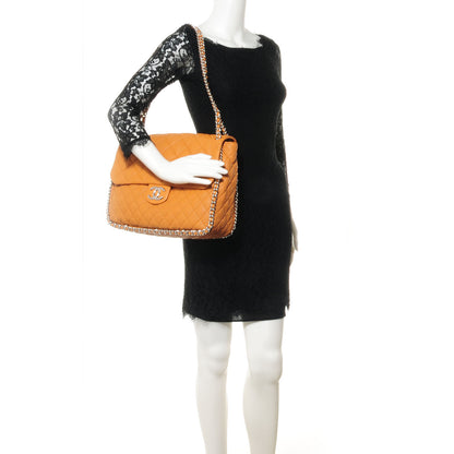 Chanel Washed Lambskin Chain Around Maxi Flap Bag Dark Beige 2 of 8