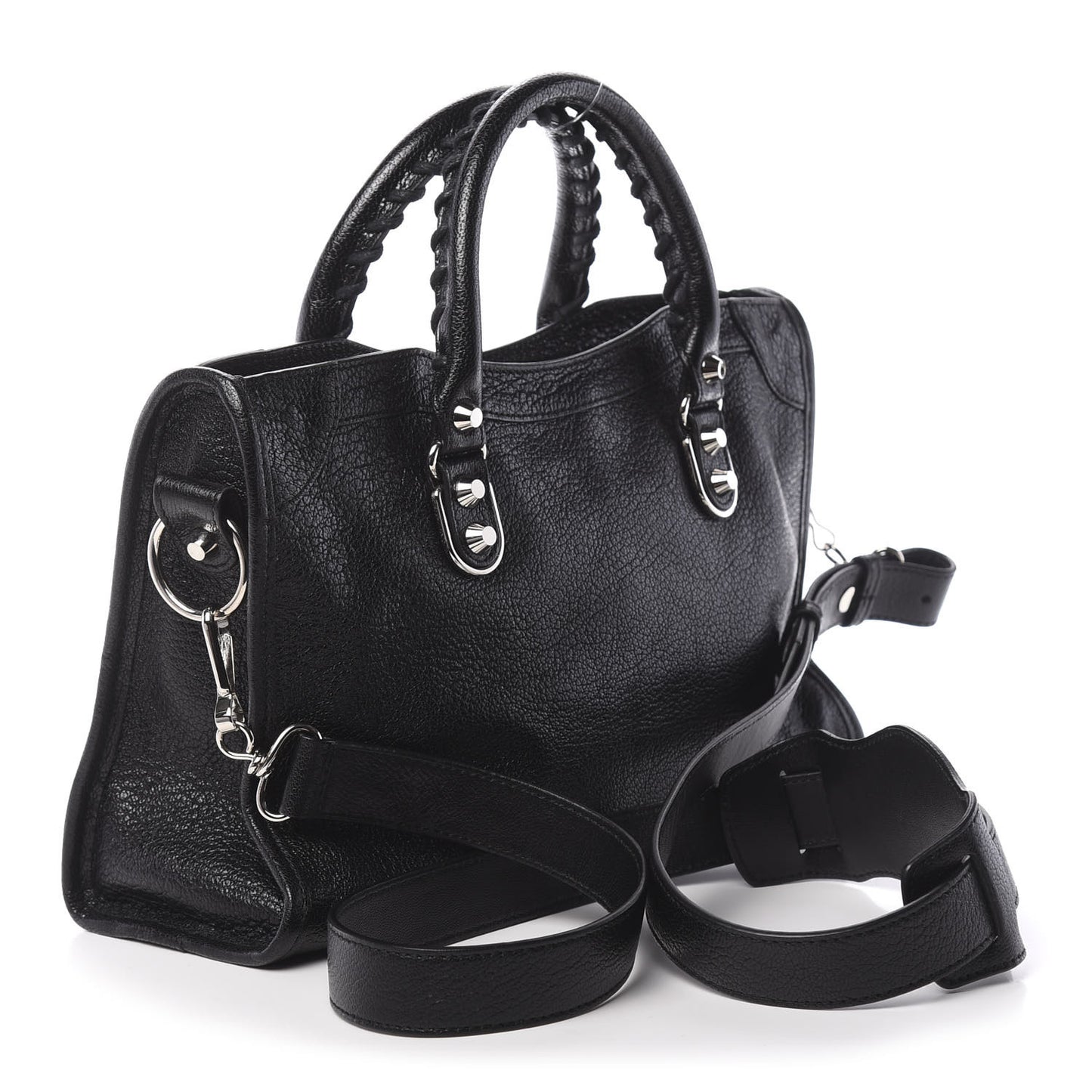 Chevre Silver Metallic Edge Hardware S City Black