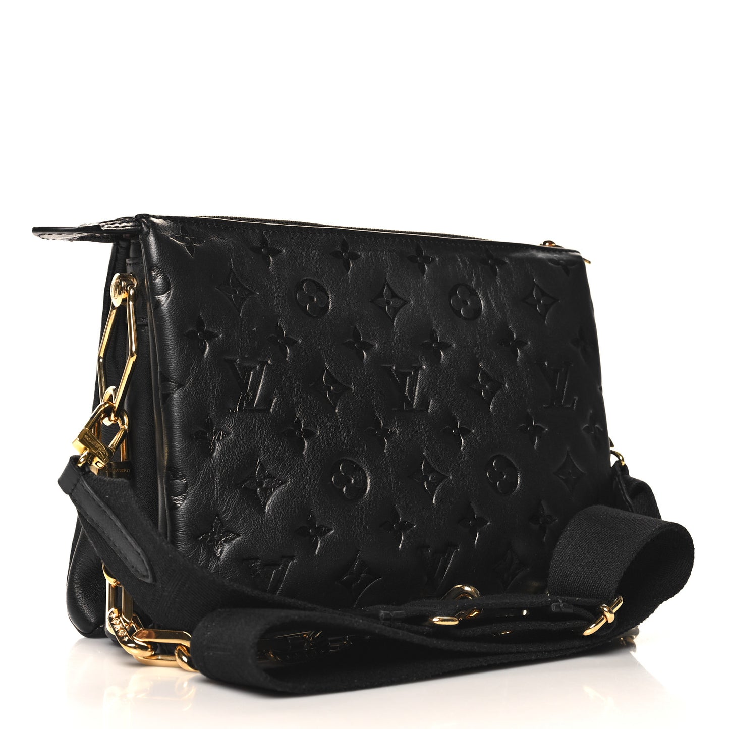 Lambskin Embossed Monogram Coussin PM Black