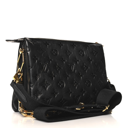 Louis Vuitton Lambskin Embossed Monogram Coussin PM Black 3 of 11