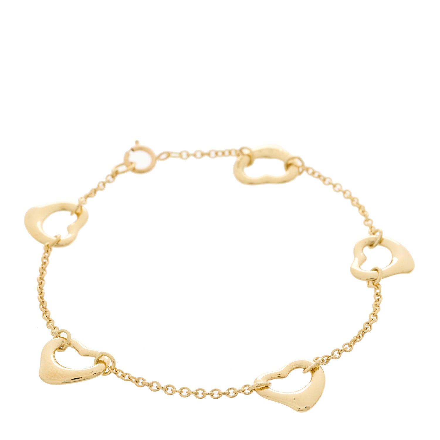 Tiffany 18K Yellow Gold Elsa Peretti 5 Open Heart Bracelet 1 of 4