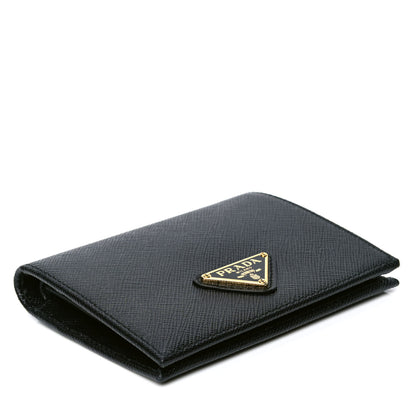 Prada Saffiano Triangle Flap Compact Wallet Black 3 of 4