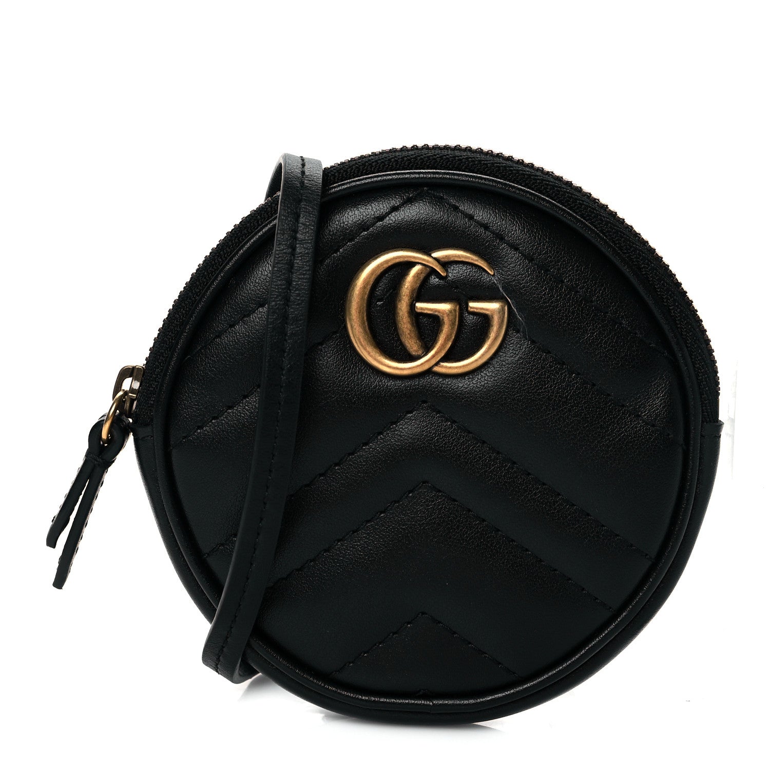 Gucci Calfskin Matelasse GG Marmont Round Mini Bag Black 1 of 11