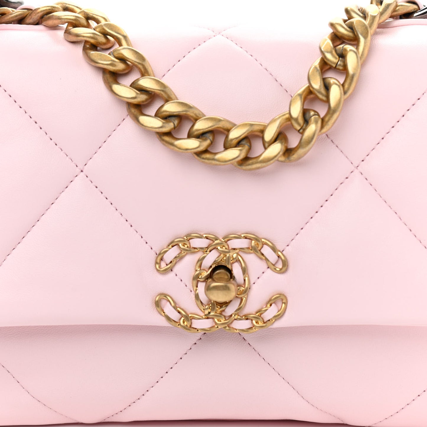Lambskin Quilted Medium Chanel 19 Flap Light Pink