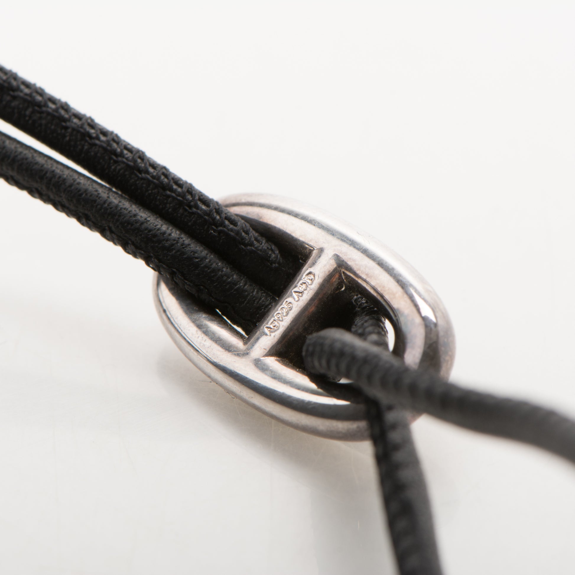 Hermes Sterling Silver Skipper Necklace Black 4 of 5