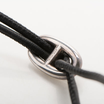 Hermes Sterling Silver Skipper Necklace Black 4 of 5