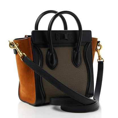 Celine Bullhide Calfskin Nubuck Nano Tri-Color Luggage Khaki 3 of 11