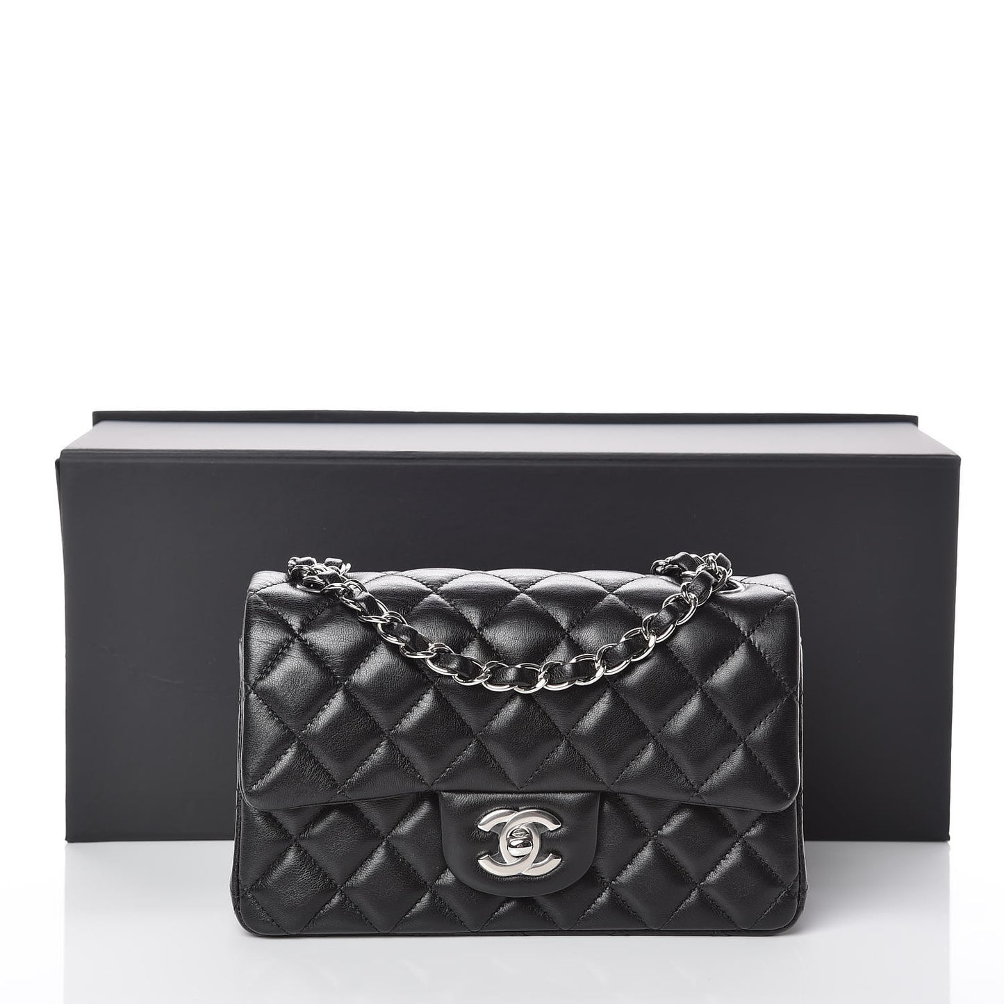 Lambskin Quilted Mini Rectangular Flap Black