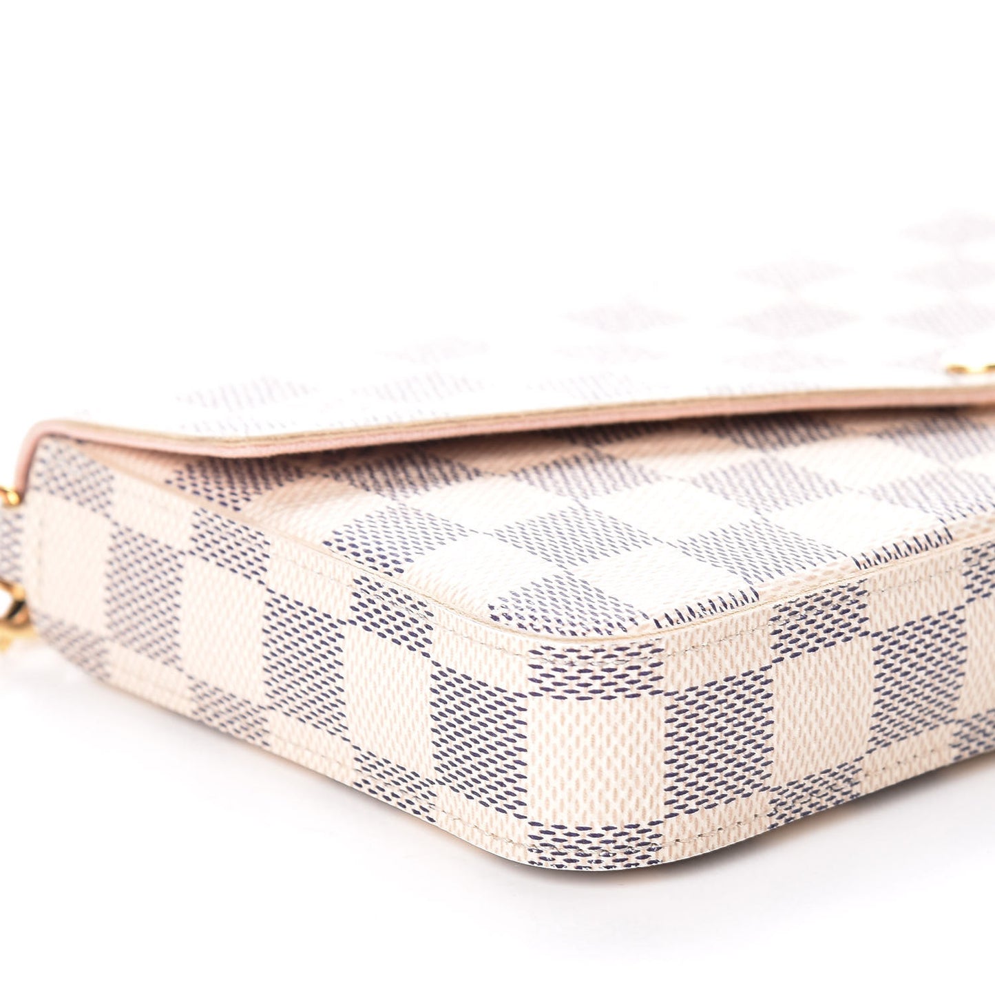 Damier Azur Pochette Felicie Chain Wallet Rose Ballerine