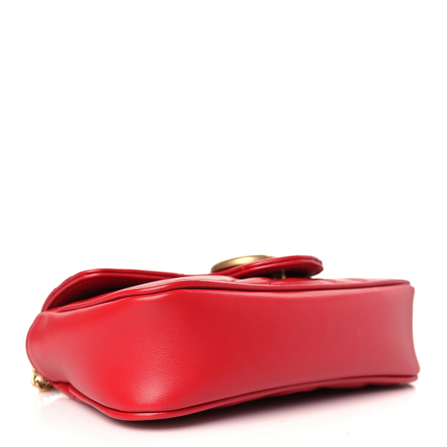 Gucci Calfskin Matelasse Super Mini GG Marmont Shoulder Bag Hibiscus Red 4 of 9