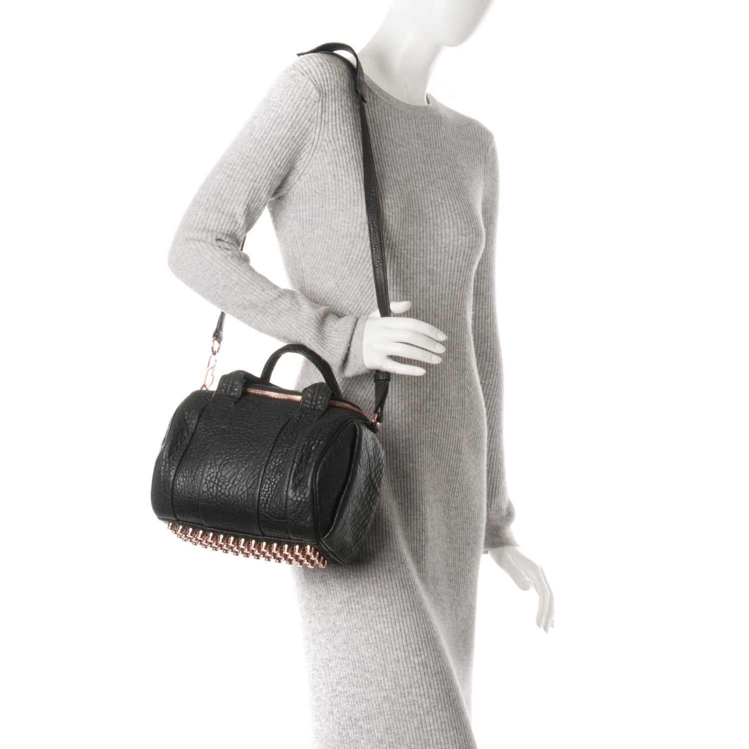 Alexander Wang Pebbled Lambskin Rockie Black Rose Gold Hardware 2 of 10