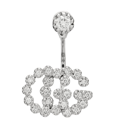 Gucci 18K White Gold Diamond Running G Single Earring 1 of 5