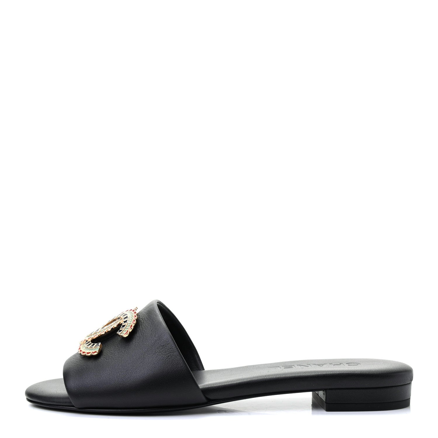 Chanel Lambskin Enamel CC Mules 36.5 Black 1 of 9