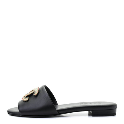 Chanel Lambskin Enamel CC Mules 36.5 Black 1 of 9