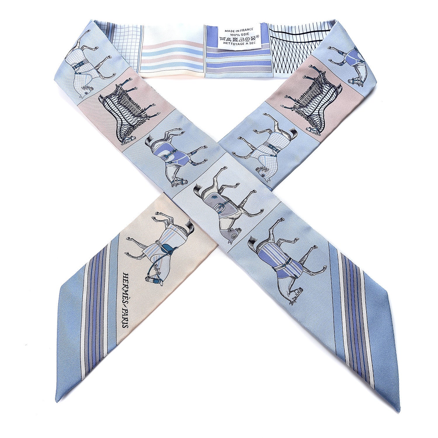 Hermes Silk Couvertures Nouvelles Twilly Ciel Marine Sable 1 of 4