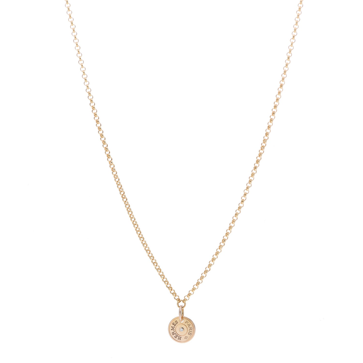 Hermes 18K Rose Gold Diamond Gambade Clou de Selle Necklace 1 of 5