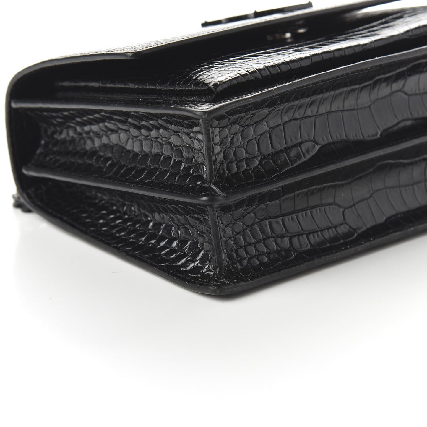 Calfskin Crocodile Embossed Medium Monochrome Monogram Sunset Black