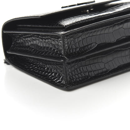 Saint Laurent Calfskin Crocodile Embossed Medium Monochrome Monogram Sunset Black 6 of 9