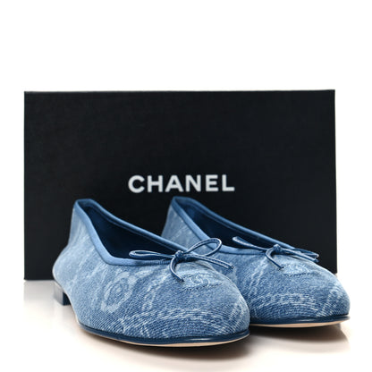 Chanel Denim Printed Cap Toe Ballerina Flats 41 Blue 2 of 9