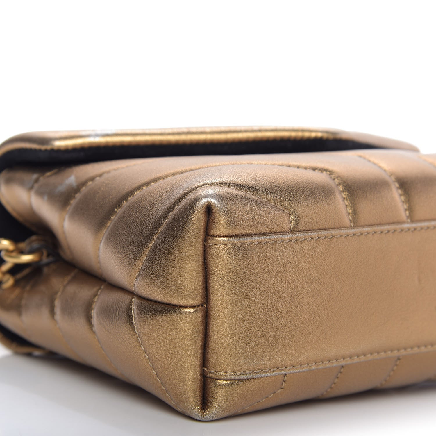 Saint Laurent Metallic Calfskin Y Quilted Monogram Toy Loulou Crossbody Bag Gold 6 of 13