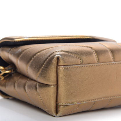 Saint Laurent Metallic Calfskin Y Quilted Monogram Toy Loulou Crossbody Bag Gold 6 of 13