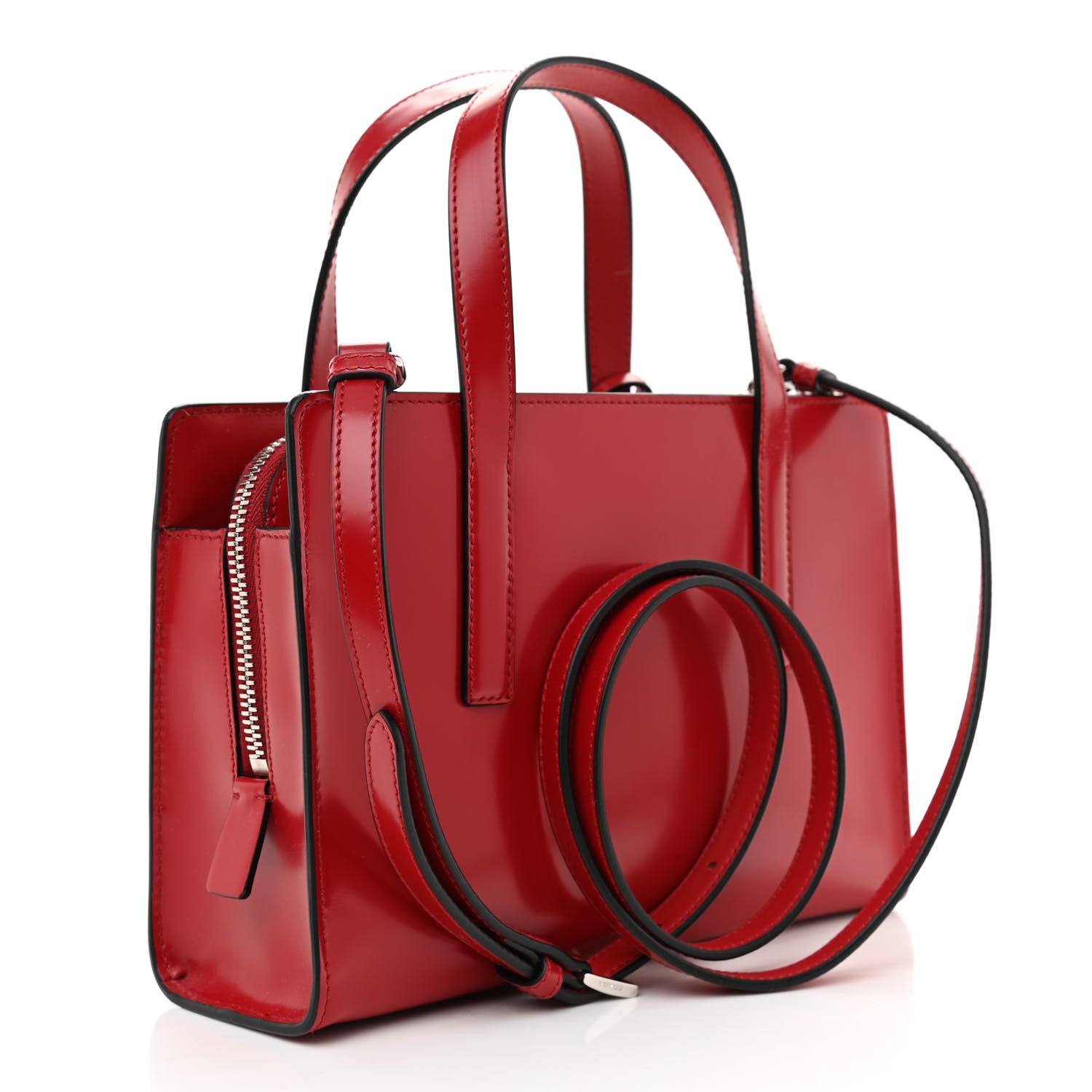Prada Spazzolato Mini Re-Edition 1995 Double Handle Handbag Scarlatto 3 of 10