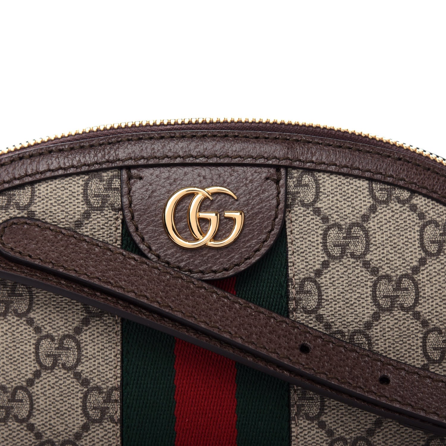 Gucci GG Supreme Monogram Textured Dollar Calfskin Web Small Ophidia Dome Shoulder Bag Beige Ebony New Acero 10 of 10