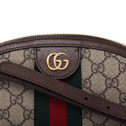 Gucci GG Supreme Monogram Textured Dollar Calfskin Web Small Ophidia Dome Shoulder Bag Beige Ebony New Acero 10 of 10
