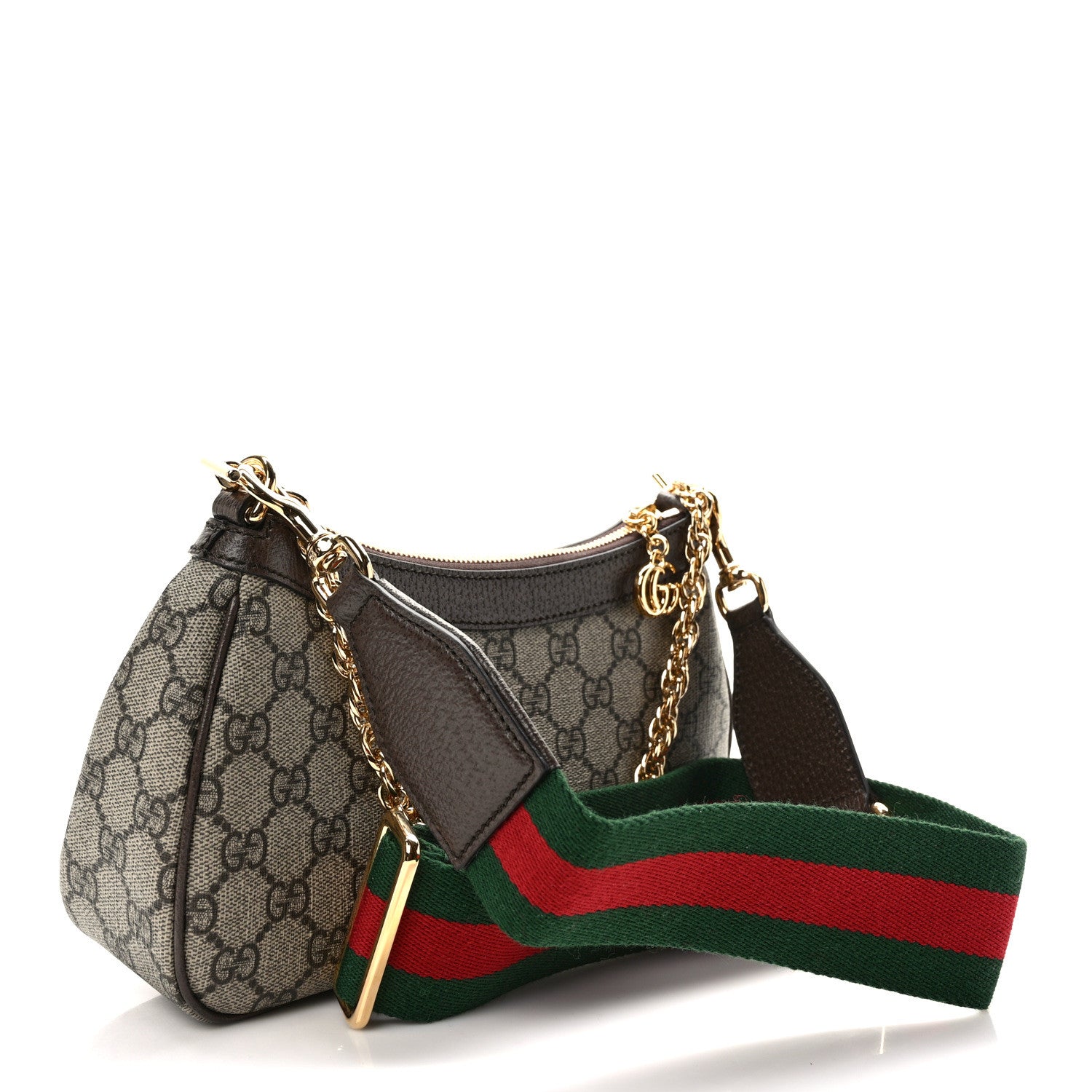 Gucci GG Supreme Monogram Textured Dollar Calfskin Web Small Ophidia GG Handbag Beige Ebony New Acero 3 of 8
