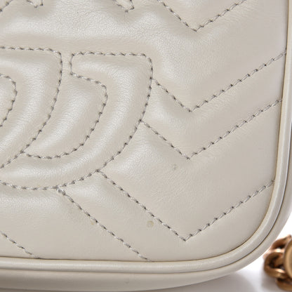 Gucci Calfskin Matelasse Mini GG Marmont Chain Shoulder Bag White 8 of 9