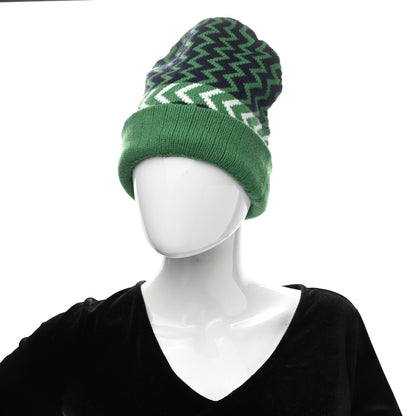 Gucci Wool Tricot Zaggede Beanie Hat M Grass Green Blue 2 of 6