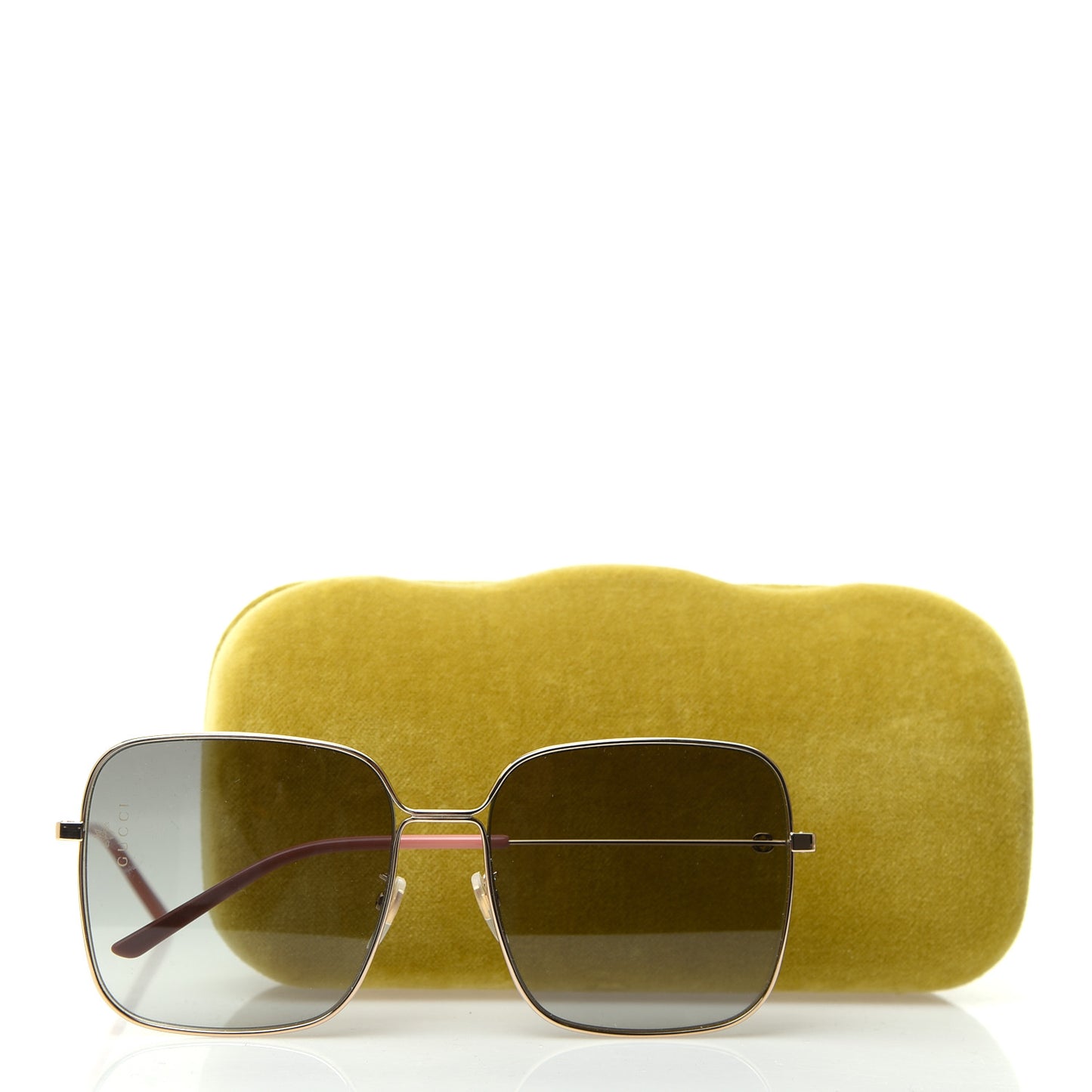 Metal Square Frame Sunglasses GG0443S Gold Grey