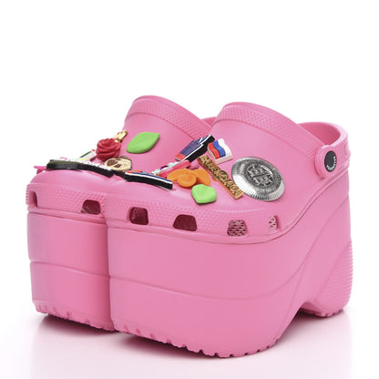 Balenciaga X CROCS Rubber Textured Womens Platform Sandals 36 Rose Bonbon 4 of 8