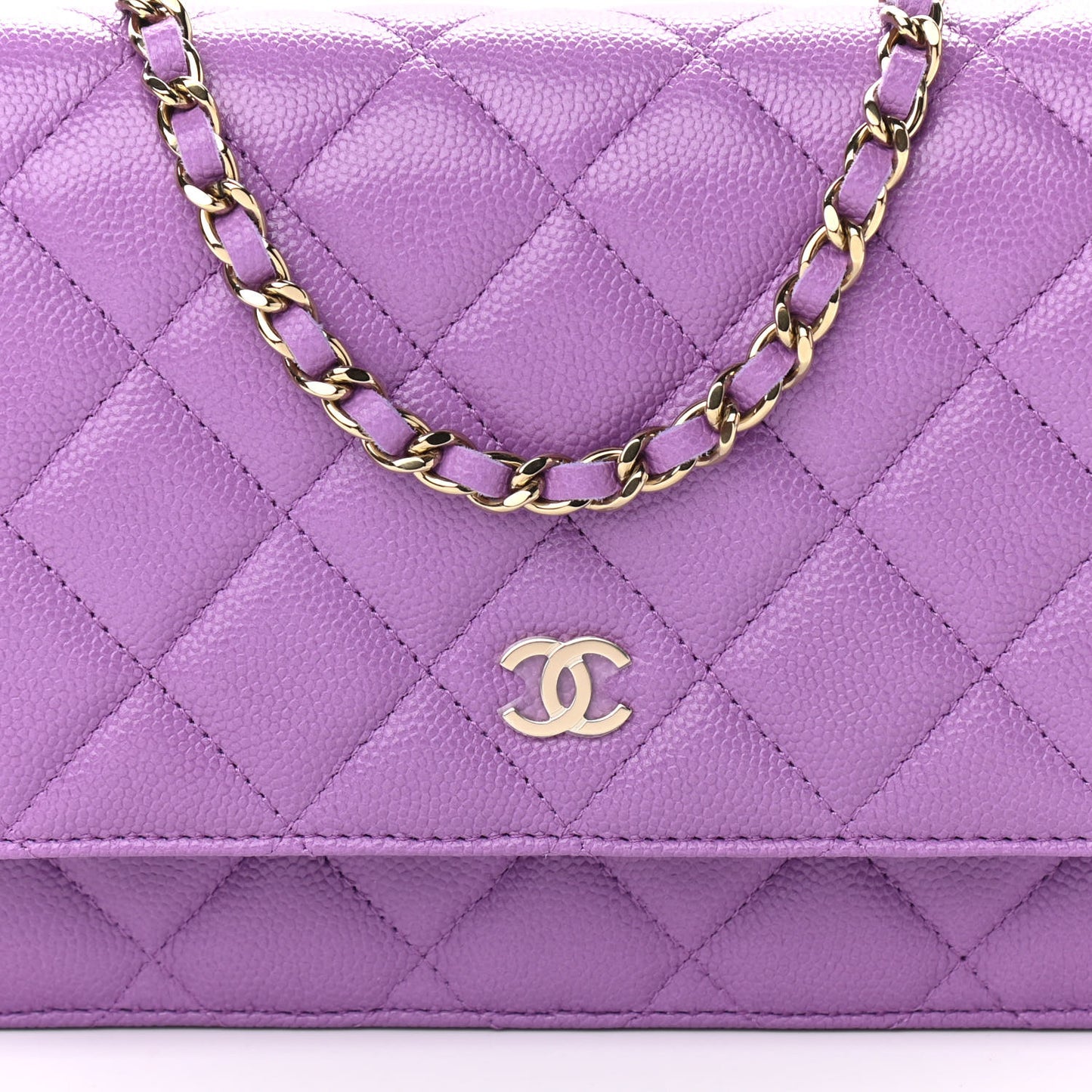 Caviar Quilted Wallet On Chain WOC Purple
