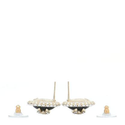 Chanel CHANELCrystal Enamel CC Oval Earrings Gold Black 3 of 5