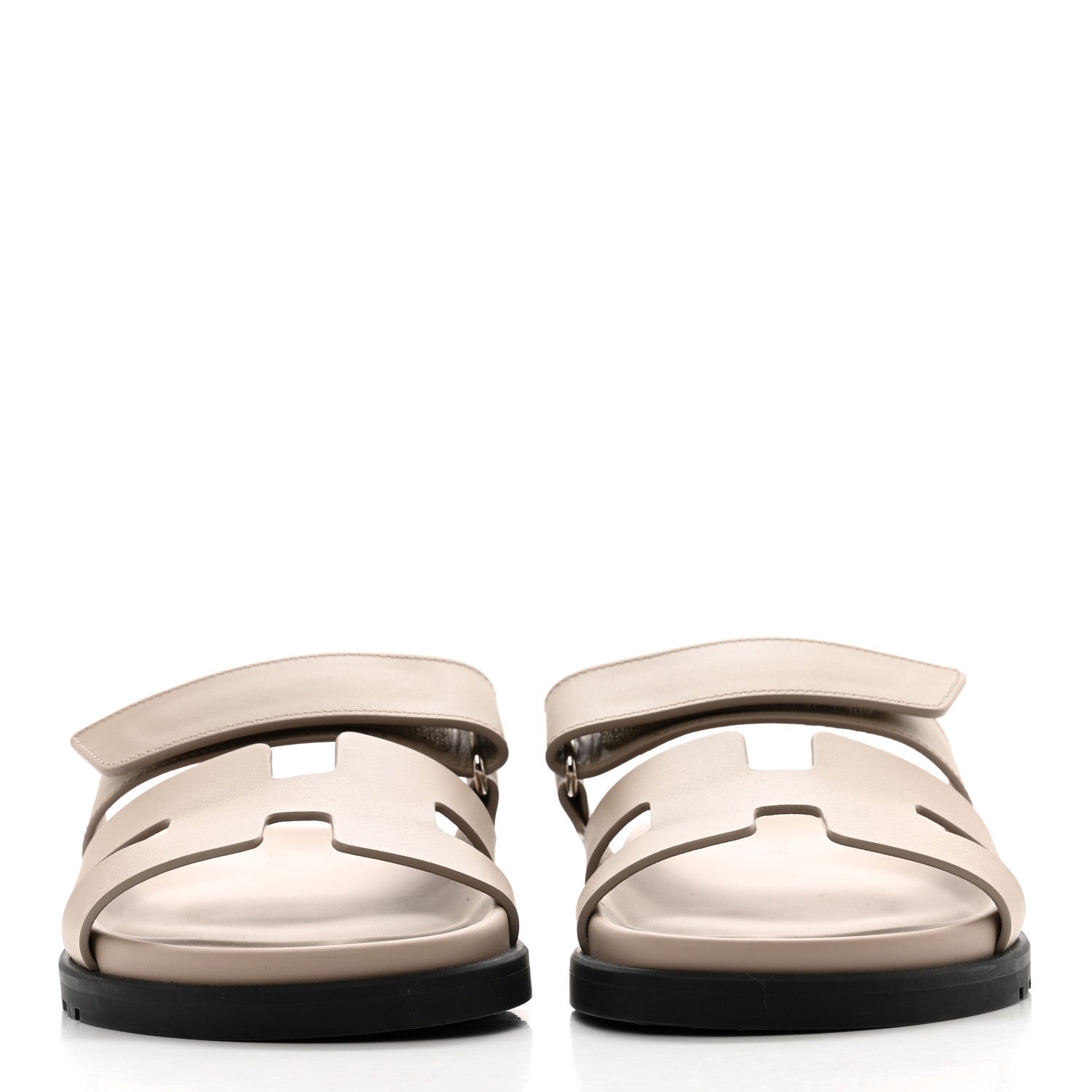 Hermes Calfskin Womens Chypre Sandals 37.5 Beige Mastic 4 of 9