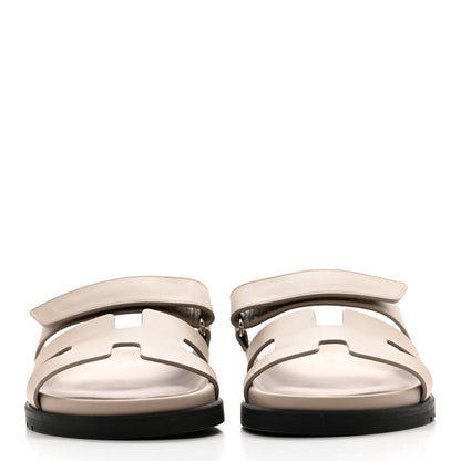 Hermes Calfskin Womens Chypre Sandals 37.5 Beige Mastic 4 of 9