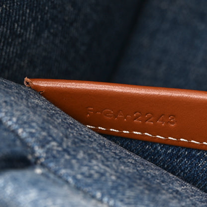 Celine Denim Calfskin Triomphe Print Cabas Blue Tan 8 of 11
