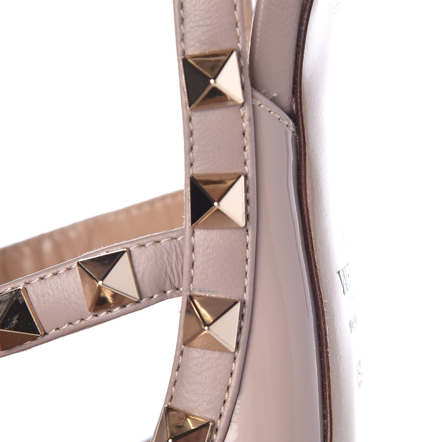 Patent Nappa Rockstud Ankle Strap 100mm Pumps 36.5 Poudre