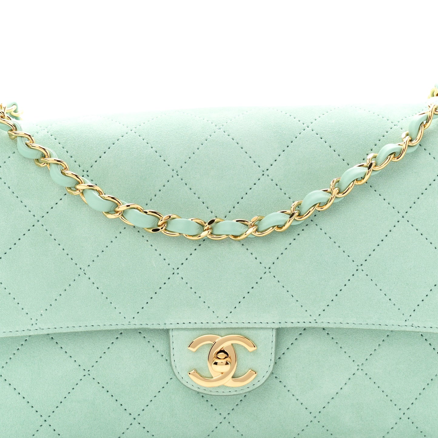 Suede Calfskin Small Souplissimo Maxi Flap Green
