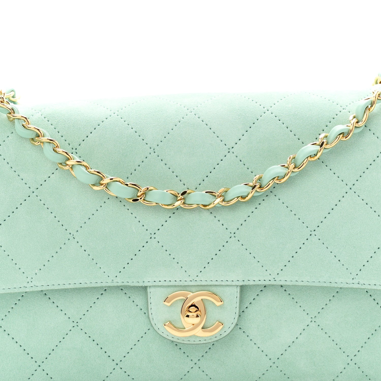 Chanel Suede Calfskin Small Souplissimo Maxi Flap Green 8 of 11