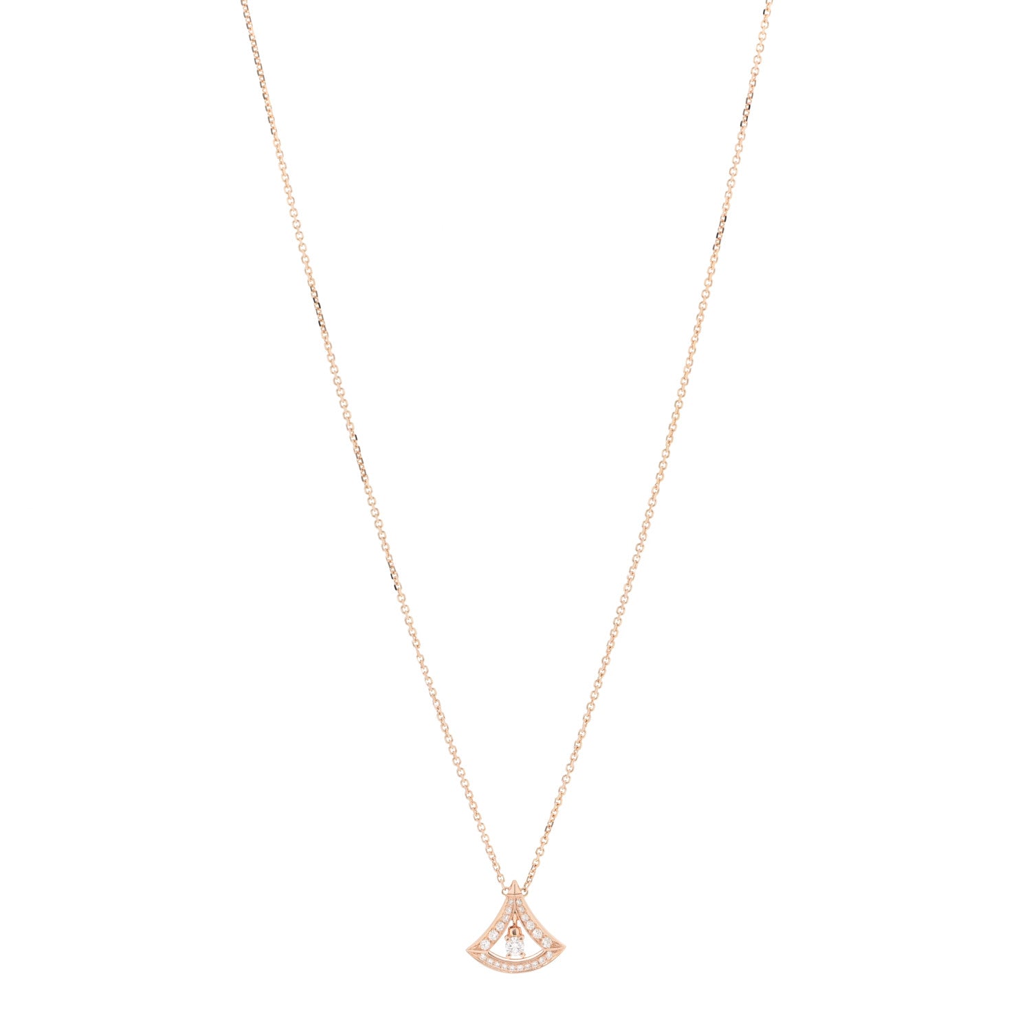 Bulgari 18K Rose Gold Diamond Divas' Dream Openwork Pave Pendant Necklace 1 of 7