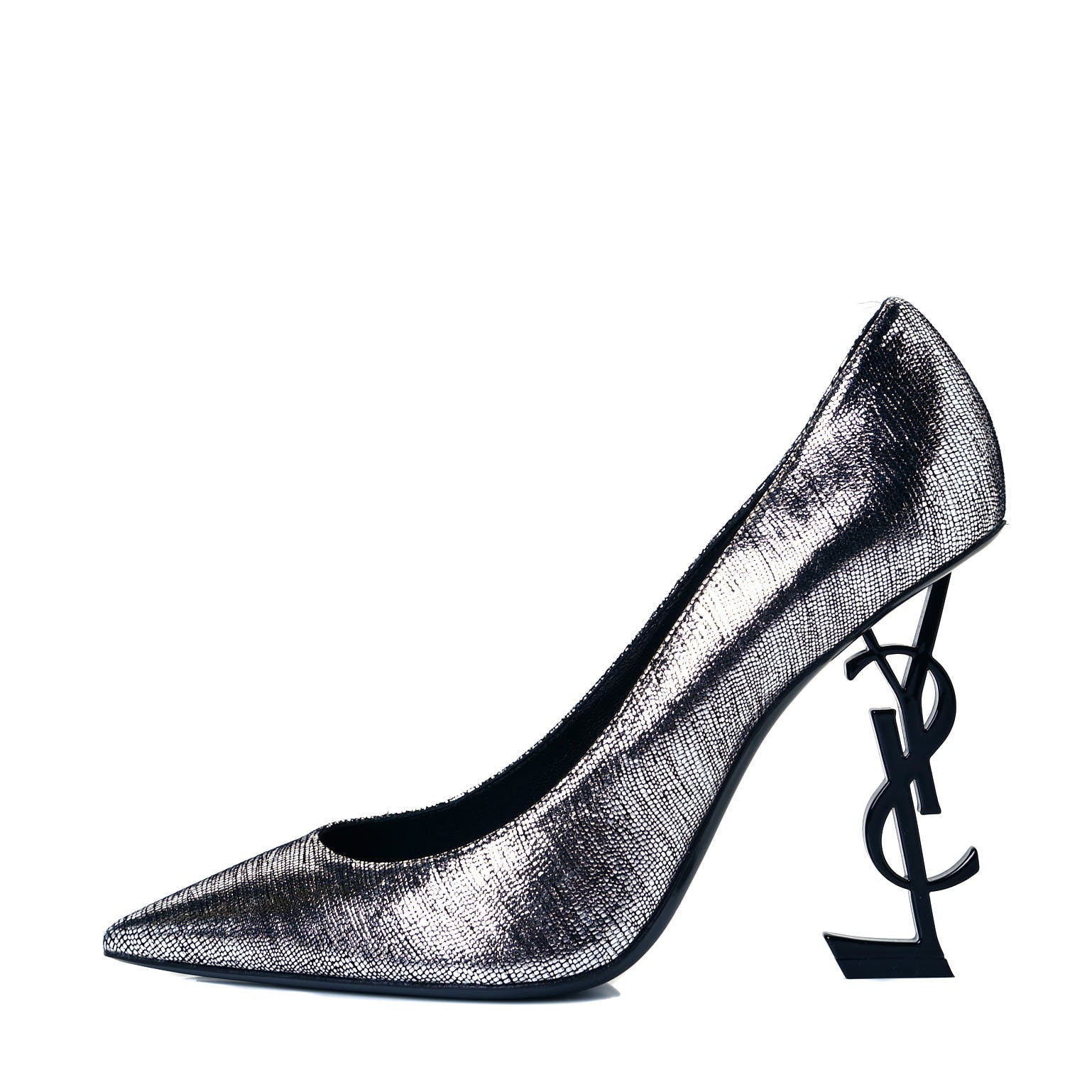 Saint Laurent Metallic Calfskin Opyum 110 Pumps 42 Argento 1 of 8