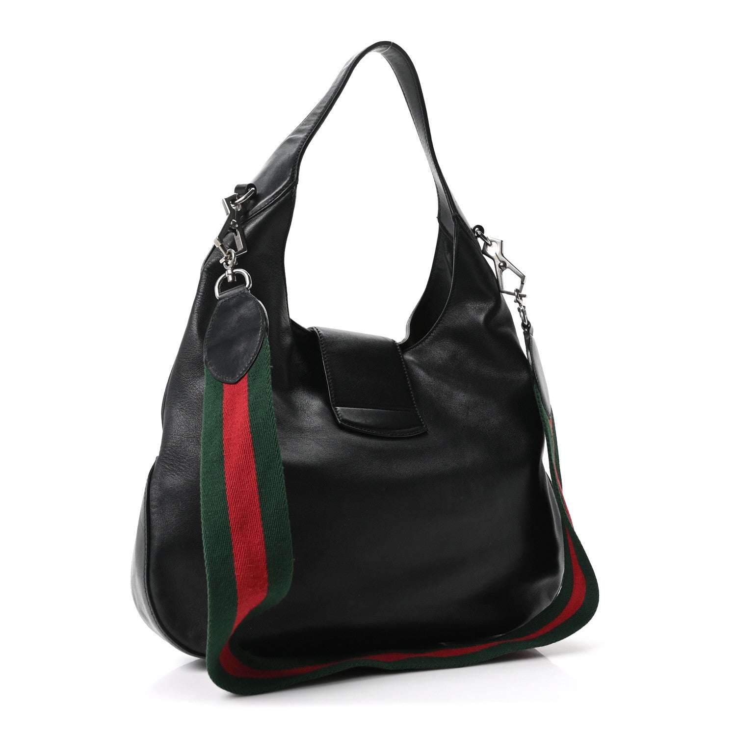 Gucci Calfskin Web Stripe Medium Dionysus Hobo Black 3 of 10