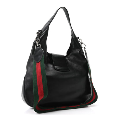 Gucci Calfskin Web Stripe Medium Dionysus Hobo Black 3 of 10