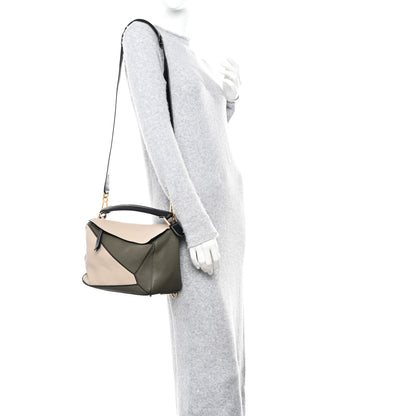 Loewe Grained Calfskin Medium Puzzle Bag Oat Khaki Green 2 of 19